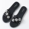 Fashion Women's Silver Biscuit Beach Sandals Flip Flops Floral Hollow Crystal Clip Parker Gold Strap Sandals
