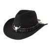 Spring and Summer European and American Style Woolen Cowboy Hat Men and Women Couple Ethnic Wind Roll Along Top Hat Sun Hat Jazz Hat