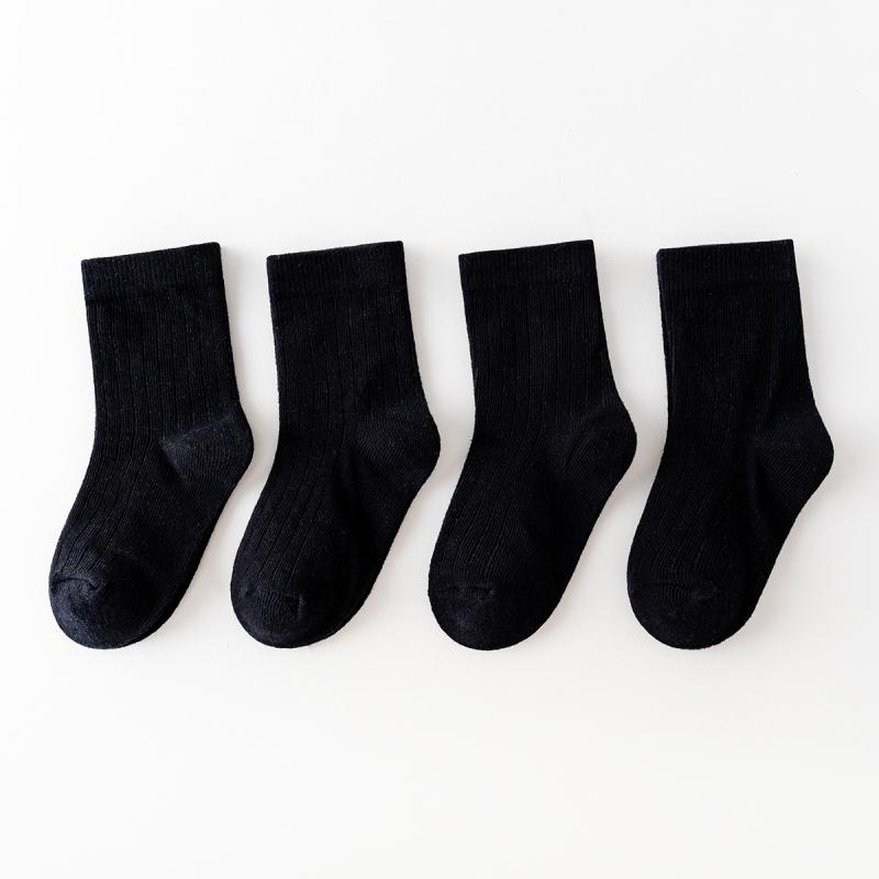 4 Pairs Kids Striped Mid Calf Socks Spring Autumn Versatile School Comfortable Cotton Childrens Hosiery
