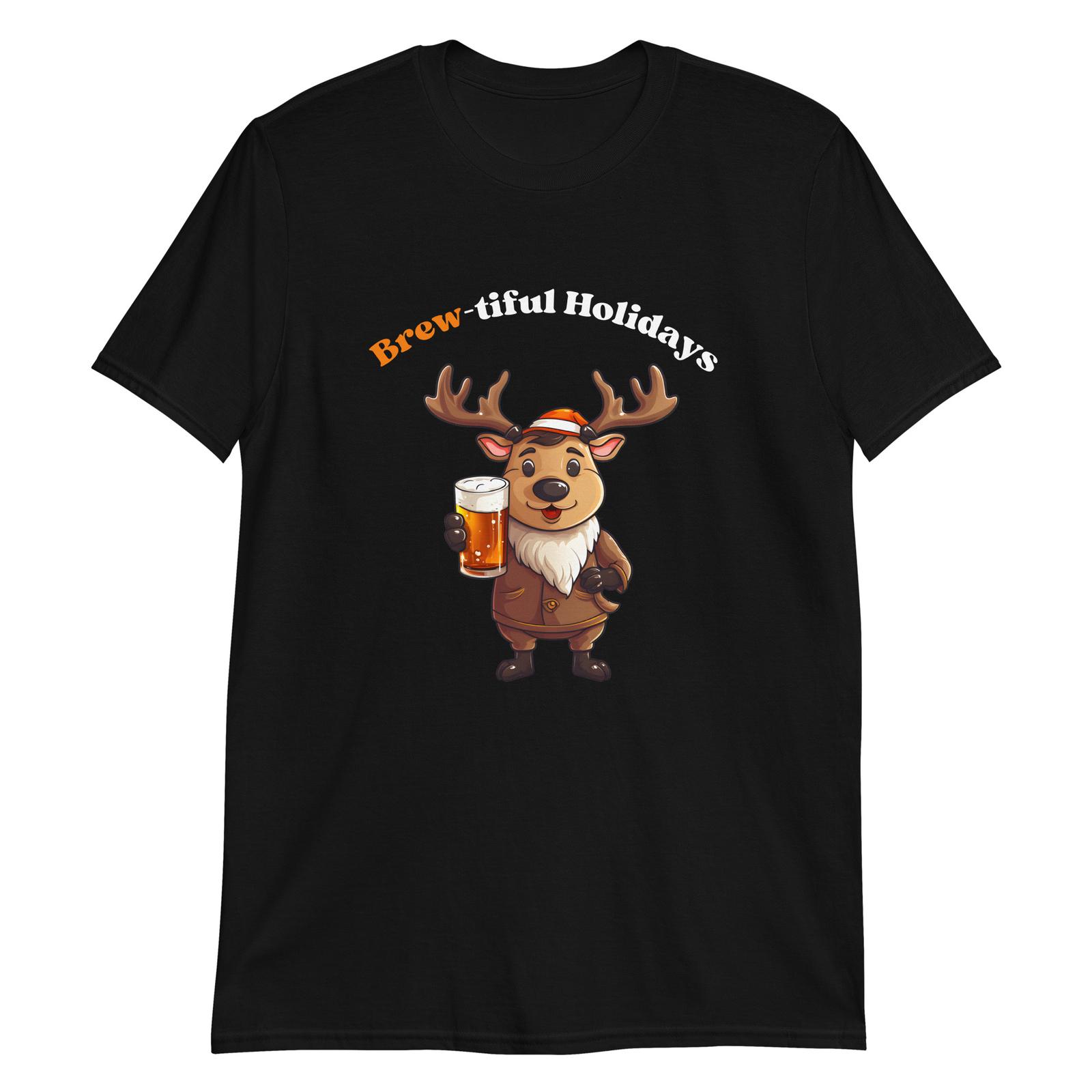 Brew-tiful Beer Holidays Reindeer T-Shirt Mens Womens Tees Top L
