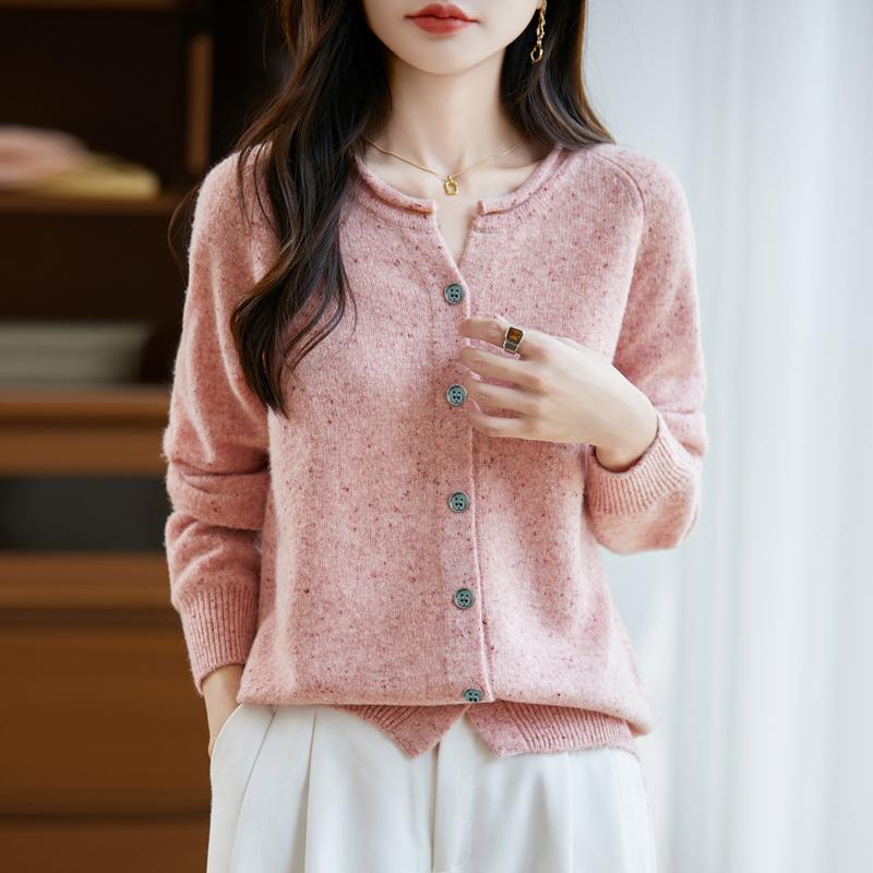 QingHe Cashmere Women's 30% Cashmere Cardigan - Soft & Warm Wool Blend Sweater
