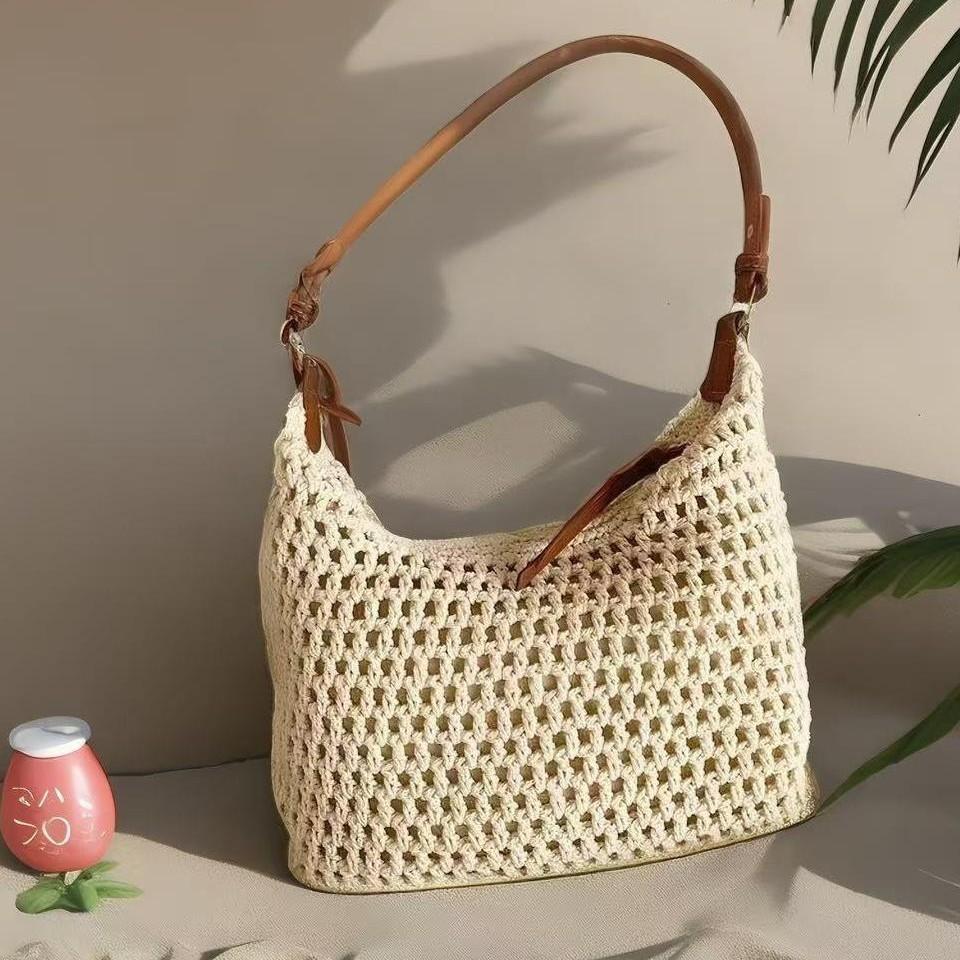Ielgy Messenger Bag Woven Bag Seaside Portable Shoulder Bag