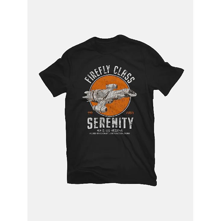 1pcMen s Firefly TV Series T-Shirt - Cotton Serenity Spaceship & Browncoat Design with Iconic Spaceship Schematics, Casual Loose Fit Crew Neck Tee, S чёрный