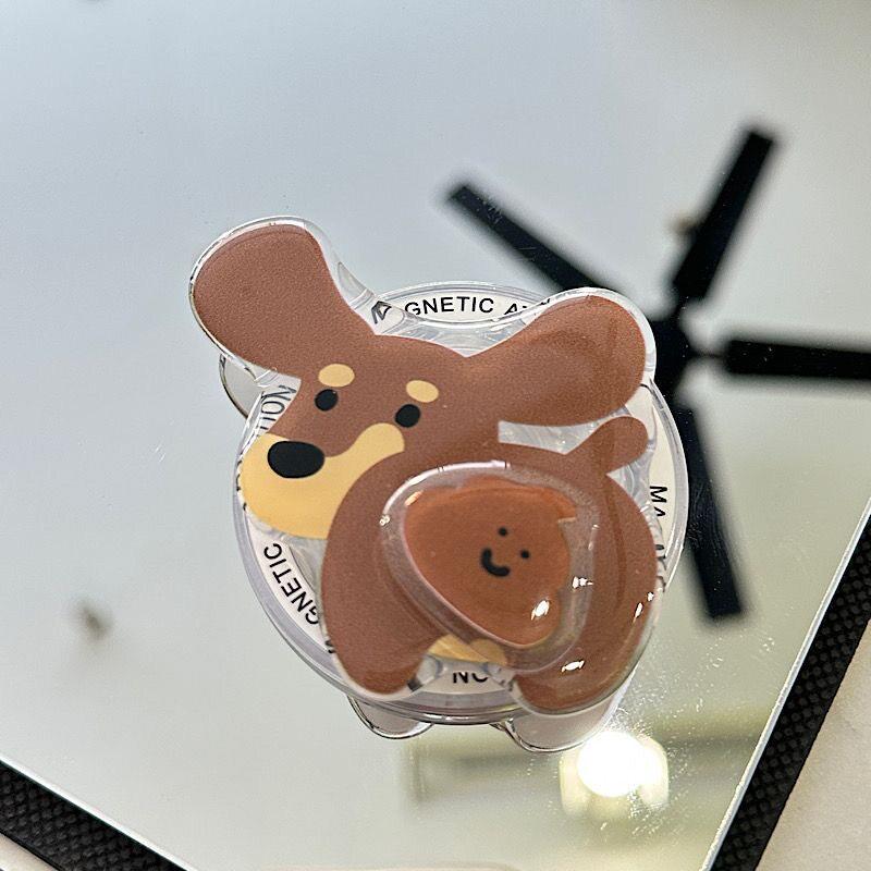 Cartoon Puppy Magnetic Phone Holder with Foldable Airbag Design (MagSafe Compatible)