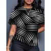Fashion Women's Striped Printed Top Casual Loose Short Sleeves Comfortable Breathable T-Shirts Women’s