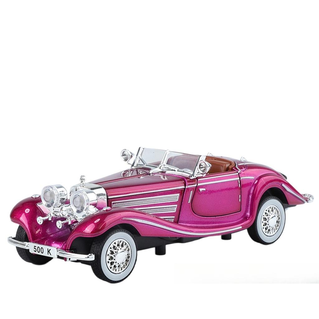 1/32 Alloy Die Cast Benz 500K Car Model Simulation Sound Light Retro Car Toy Ornaments Boys Birthday Gift Christmas Halloween