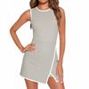 Women Tennis Dress Summer Workout Dress Athletic Sleeveless Fitted Slit Active Dresses Built In Shorts