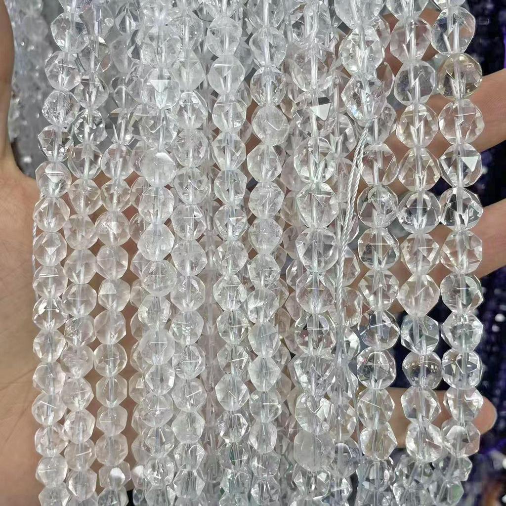 6-10mm Natürliche Weiße Kristall Runde Perlen mit Facettenschliff für Handgemachten DIY Schmuck