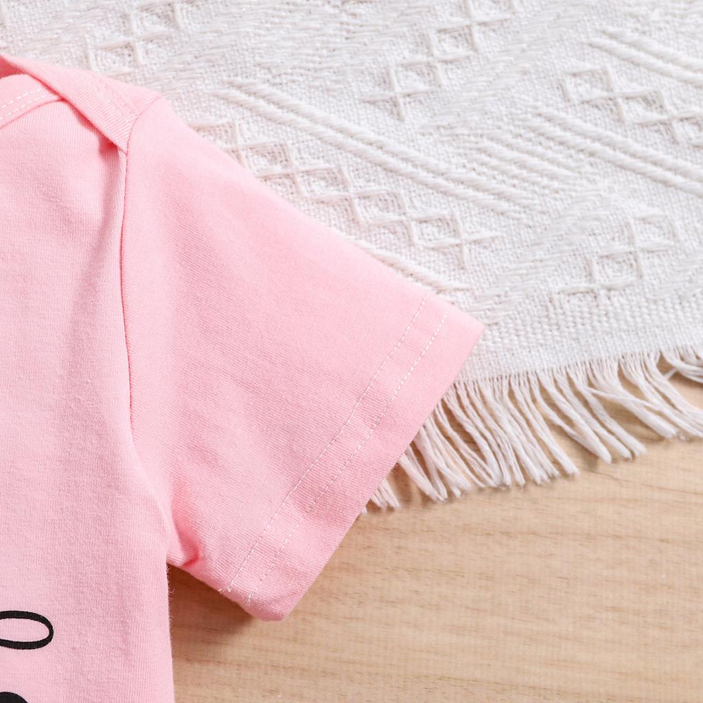 Neugeborenes Baby "Hola Abuelos" Aufdruck 100% Baumwolle Rosa Body Niedlicher Kurzarm Jumpsuit Strampler