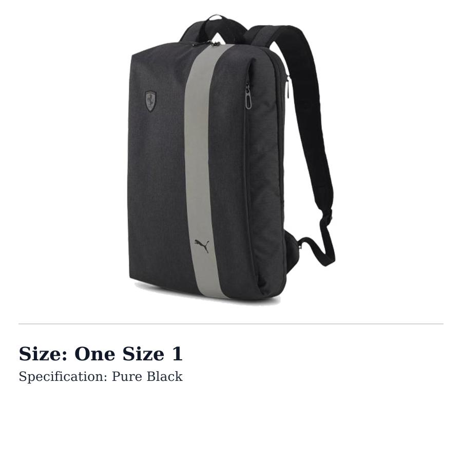 PUMA Polyester Backpack Regular Unisex Pure Black 077327-01 One Size 1