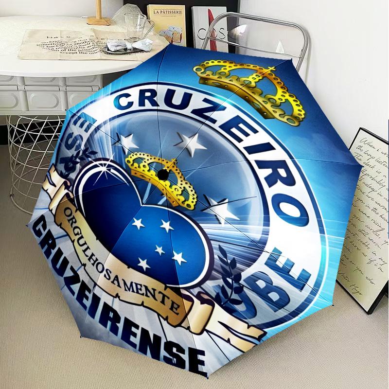 1PC Cru-zeiro Esporte Club Crest Printed Umbrella Folding umbrella, automatic umbrella 8-Frame for Travel, camping Fan gifts Christmas Gifts
