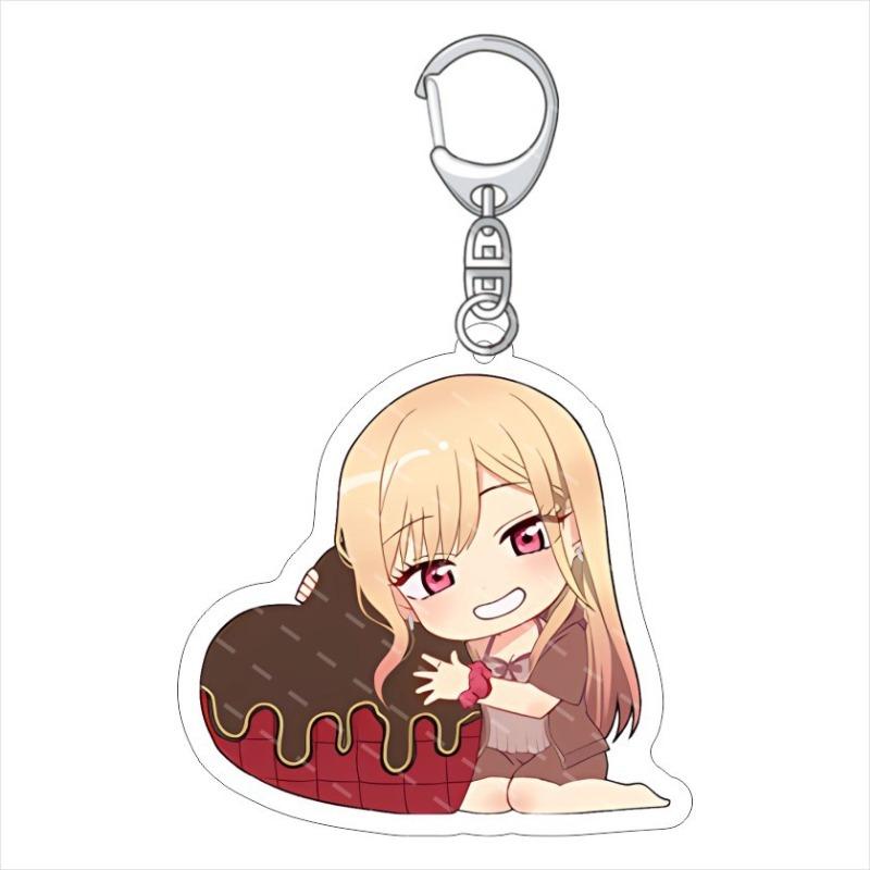 6Cm Kawaii Anime My Dress Up Darling Series Acrylic Keychain Cartoon Character Kitagawa Marin Cute Creativity Printing Pendent