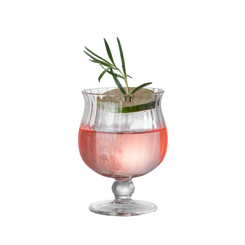 Creative Cocktail Glasses Cup Striped Brandy Glass Cups Mulled Wine Glass Cups Tall Fruit Wine Glasses Cup Bar Accessories