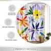 1pc Playful Abstract Floral Watercolor Shower Curtain, Pale Purple and White with Bright Yellow, Orange, Red, Purple, and Gree