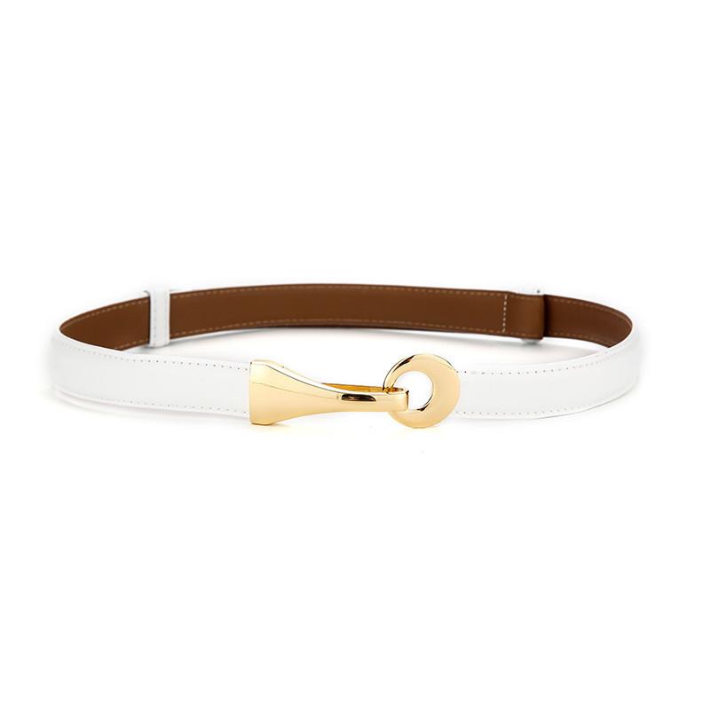 Genuine Leather Womens Waist Belt With Double Ring Buckle For Casual And Office Wear