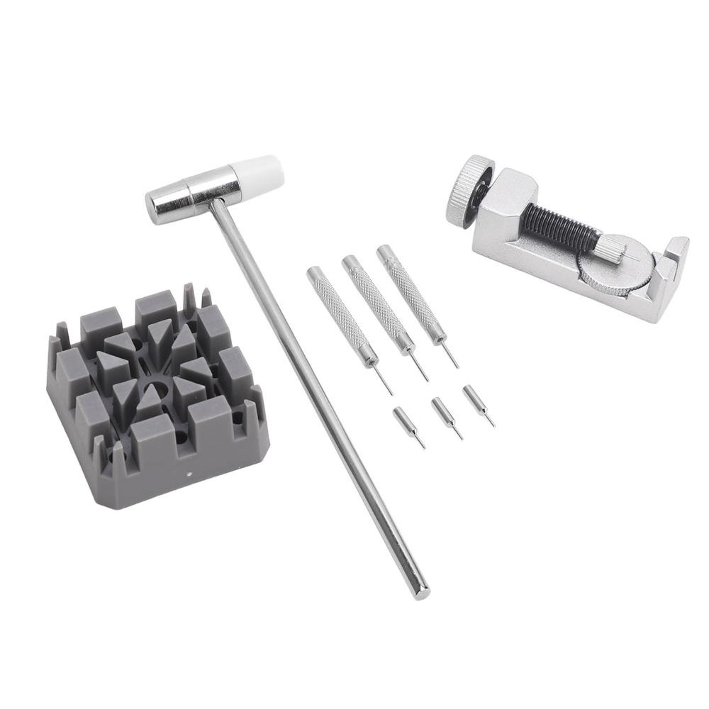 9Pcs Silver Watch Movement Holder Stand Mini Hammer & Punch Pin Set  Watch Link Pin Removal
