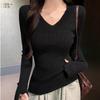 This Is A New Autumn Casual Style, Slimming and Versatile Design with A Pit Pattern V-neck Long-sleeved Knitted Sweater for Women