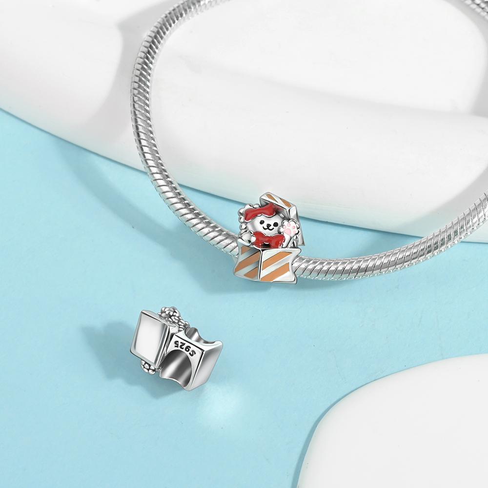 Boys Girls Christmas Gift Box Charm Copper Plated For Charms Copper Plated Original Bracelet For Jewelry Making