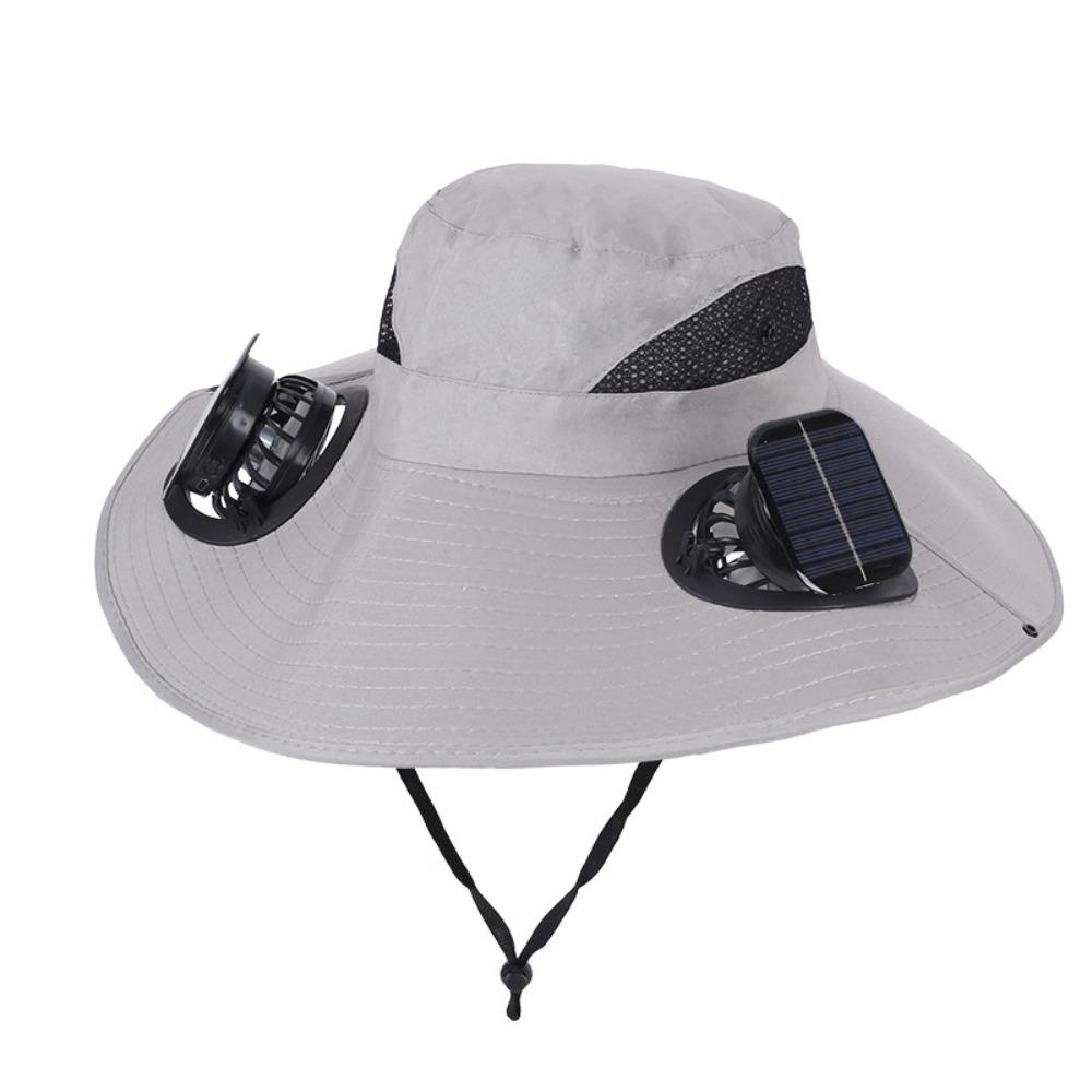 Dual Fan Summer Fan Visor Cap 3 Speeds Fishing Bucket Hat Convenient Solar Fan Hat Outdoor Travel