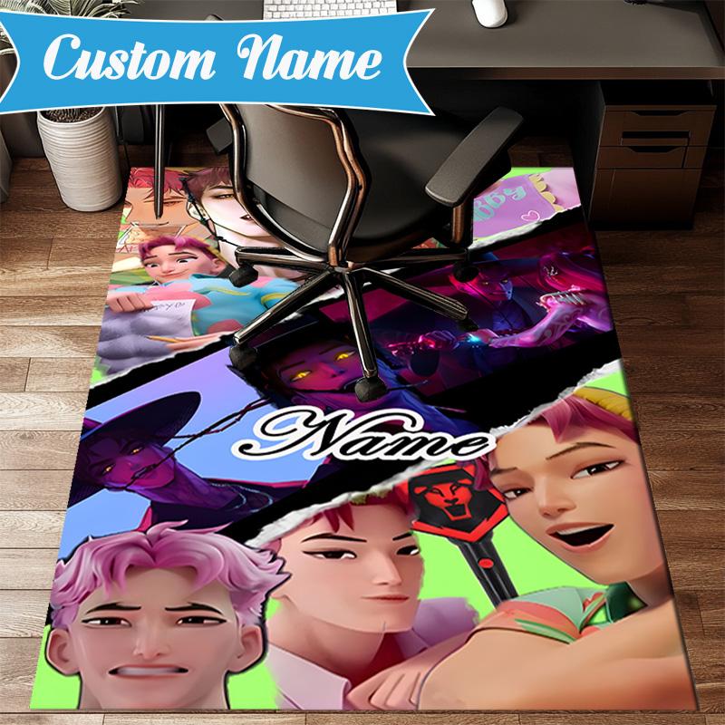 Custom Name Fantasy Night Trio K-Pop Rug for Living Room, Game Rooms, Office, Bedroom, Floor Mat Playful Design, fan gifts Christmas decor