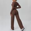 Cross-New Tight Sportswear Set: Chest-Pad Top & High-Waist Wide-Leg Pants for Running, Fitness & Yoga