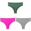 Women Solid 3PCS/Set Panties Sexy Middle Waist G-String Thong Femal Soft Nylon Lingerie Stretch T-Back Thong Underwear