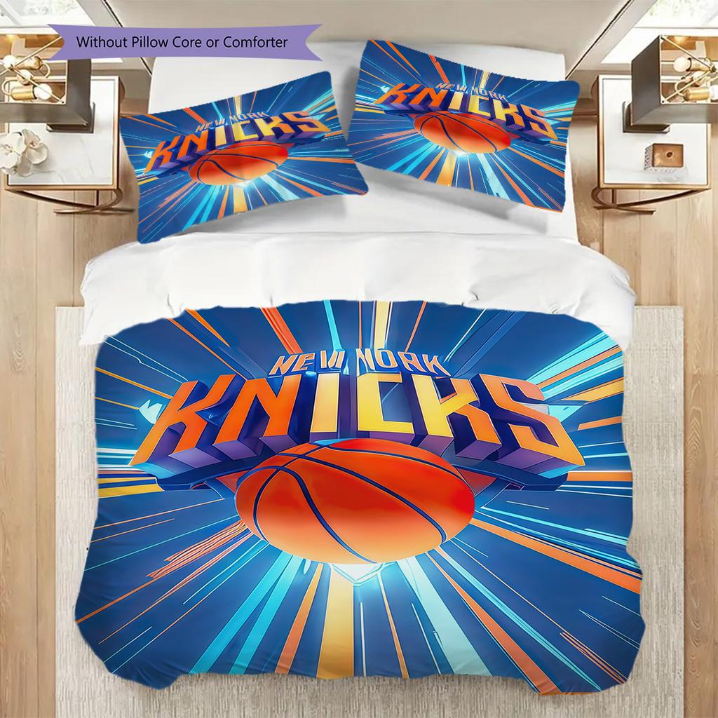 Set Tre Pezzi Spirito Dinamico del Basket New York Knicks(1 * copripiumino + 2 * federa, senza nucleo)Morbido e confortevole