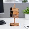 Solid Wood Rotating Desk Organizer Sturdy Desktop Storage Holder Multi-Purpose