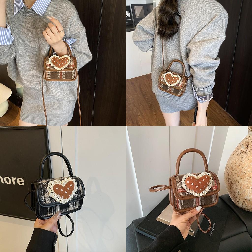 Shape Heart Grid Cute Kids Girl Handbag Material Heart Lace Designer Daily Use