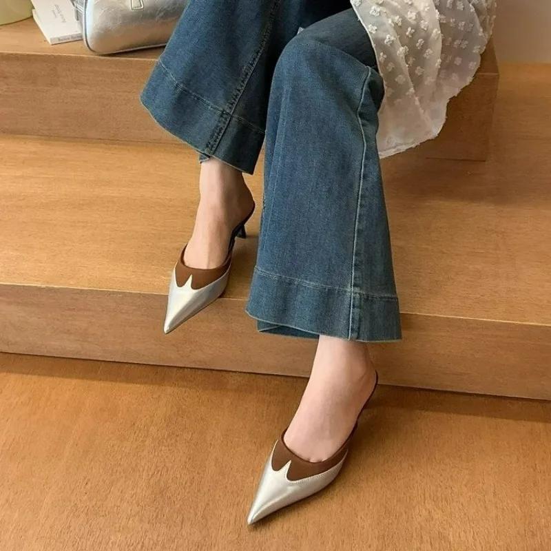 Mode Elegant Spitz Zehenbereich Transparentes PVC Herz High Heels Mules Slipper Schuhe Damen 2025 Schwarz Weiß Rot Schuhe Luxus Designer Pumps