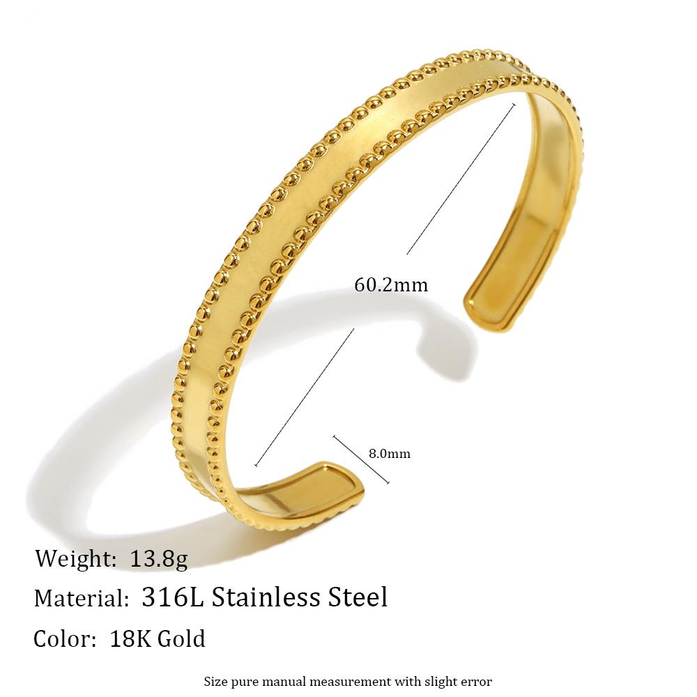 MamacitaSlay 316L Stainless Steel Heart Zircon Cuff Bracelet 18K Gold Plated Waterproof Wrist Jewelry Women's Elegant Bracelet