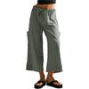 Women's pants summer striped straight pants drawstring wide-leg beach casual pants
