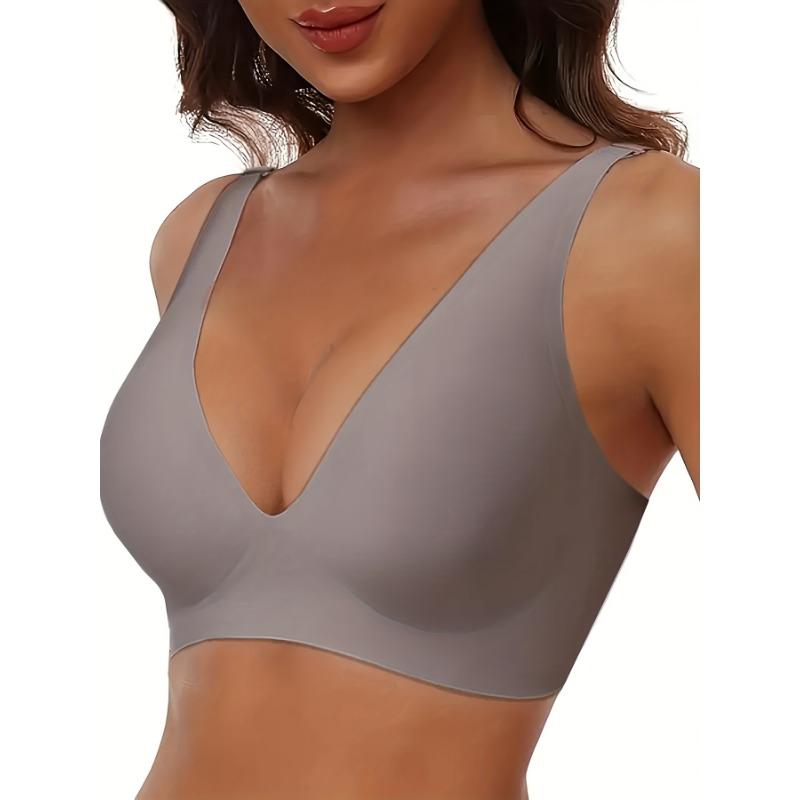 Nahtloser kabelloser BH Deep V Bequemer gepolsterter T-Shirt-BH Unsichtbar für den täglichen Gebrauch für Damen