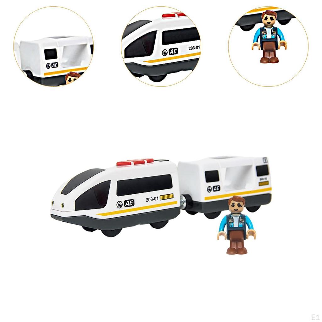 Electric Train Set Toys Children Model Toy for Boys Wooden Track White 3Pcs