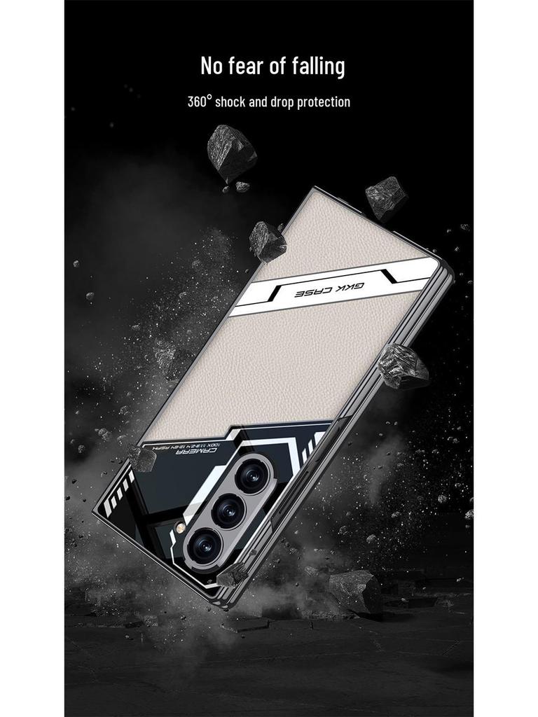 Samsung Z Fold 6 Electroplated Leather Case: Pure Color, E-Sports Design, Anti-Drop Protection