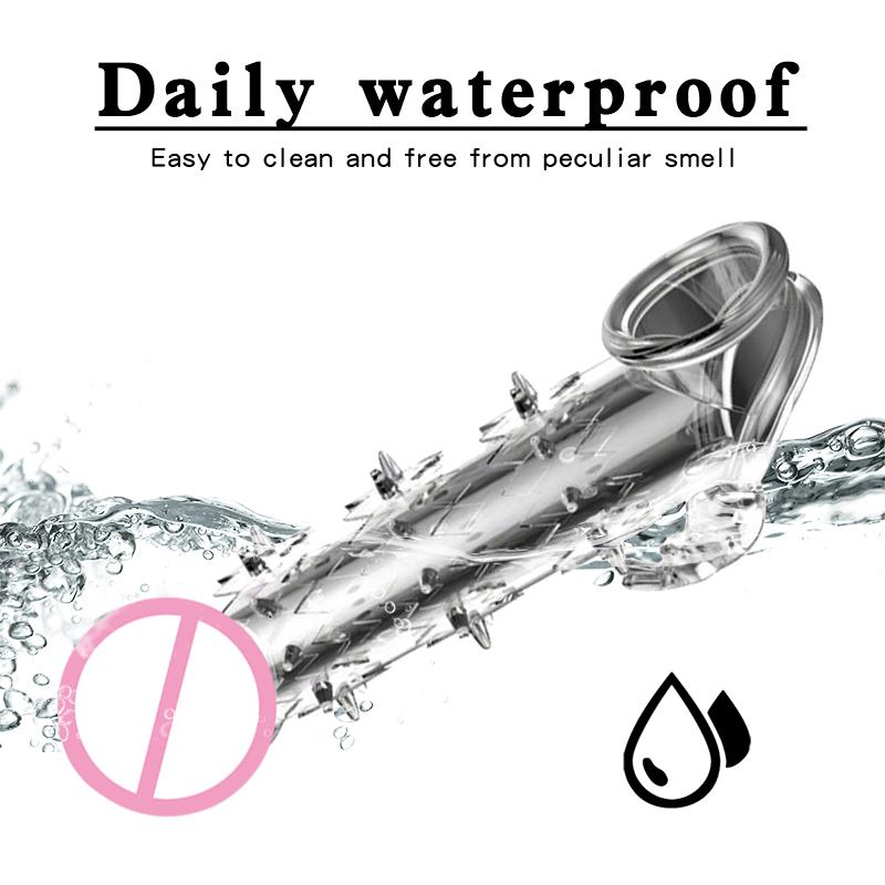 Reusable Penis Sleeve Penis Enlargement Condoms Extender Male Cock Sex Toy Spikes Realistic Dildo Sleeve Adult Sex Products For Men