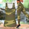 Camouflage-Print Yoga-Outfit für Damen Mode Workout-Leggings Fitness Sport Freizeit Yoga-Set Sportanzug