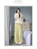 Women's 2024 Summer Yellow Polka Dot Wide-Leg Ice Silk Pants