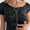 Collarbone Chain Edgy Star Pendant Necklace Y-Shaped Necklace Alloy Necklace With Pendant For Fashion Show Evening Wear Special