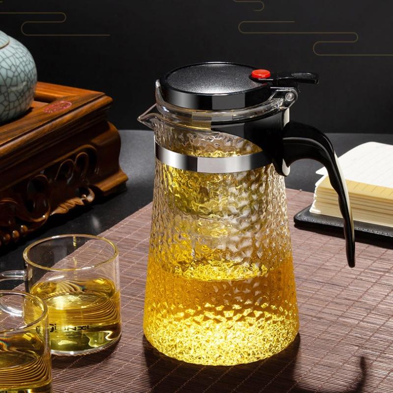 Heat-resistant Striated Glass Cup Set Tea Separation Glass Teapot Elegant And Textured Filter Flower Teapot