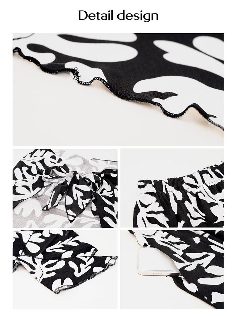 Diyun European Women's Bohemian Style Rayon Print Pants Set (Spring/Summer 2025)