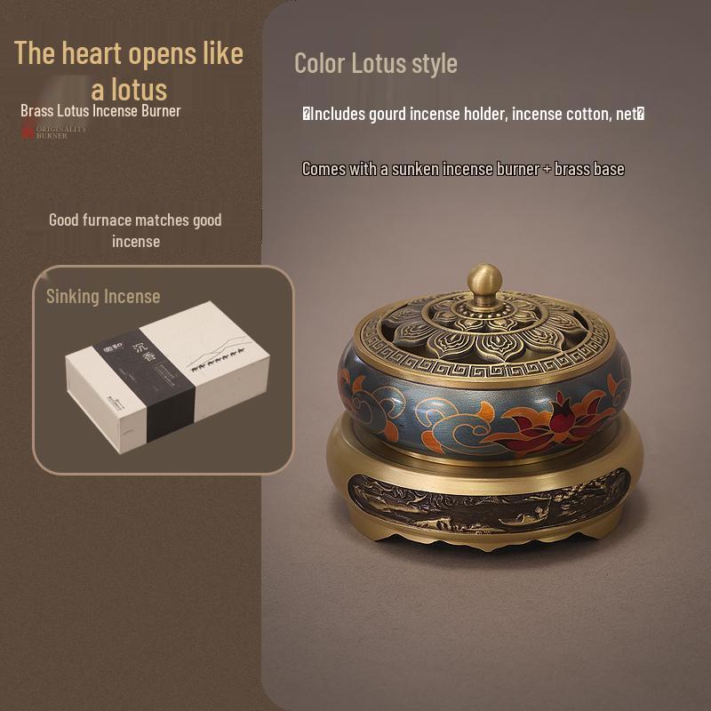 Pure Copper Incense Burner: Indoor Household Use for Agarwood & Sandalwood Fumigation, Includes Tray and Incense Seal.
