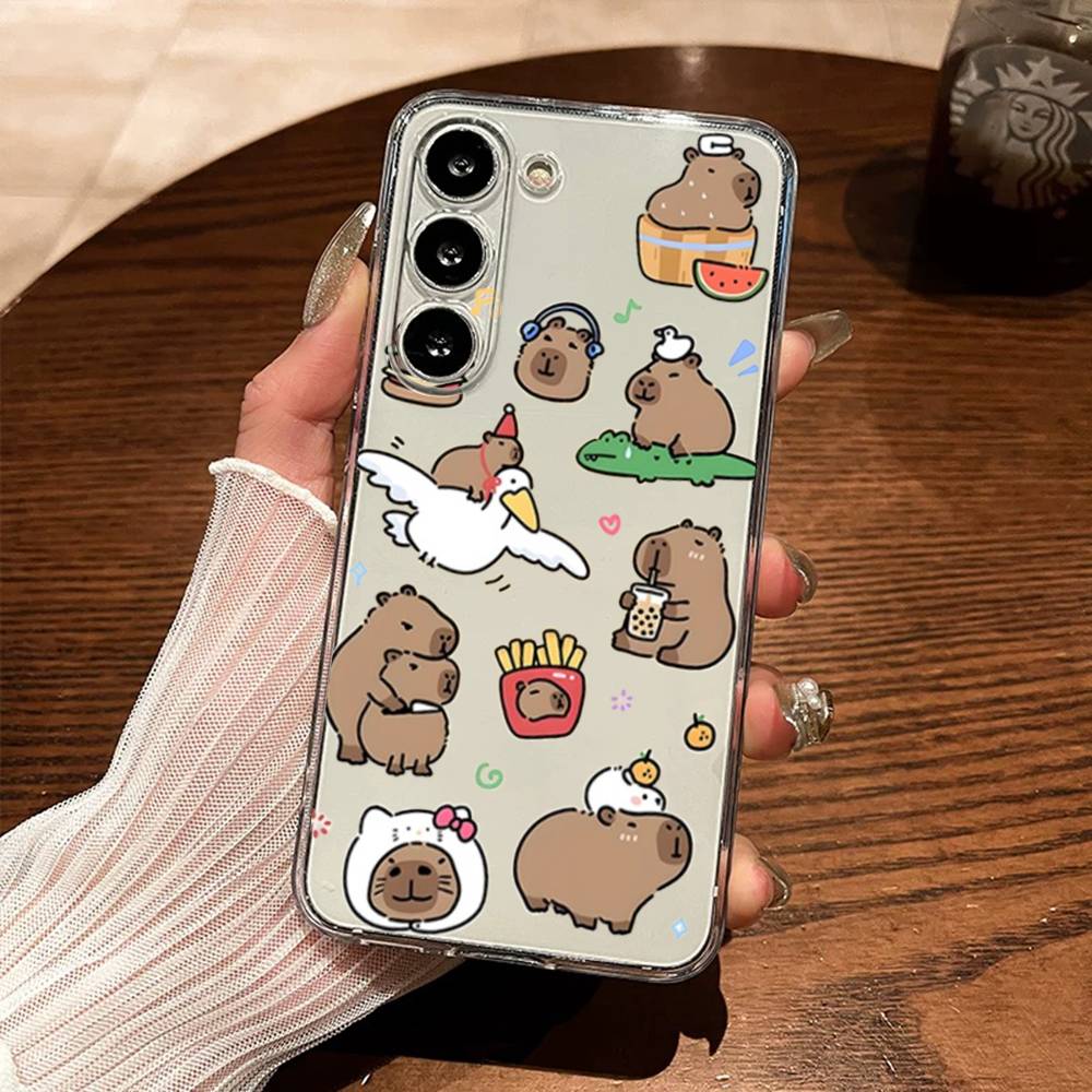 

Funny Cartoon cute capybara Phone Case For Samsung S30,23,21,22,20, FE lite,S10,9,8,7 PIus Note20ultra Soft Transparent SamsungS20ULTRA
