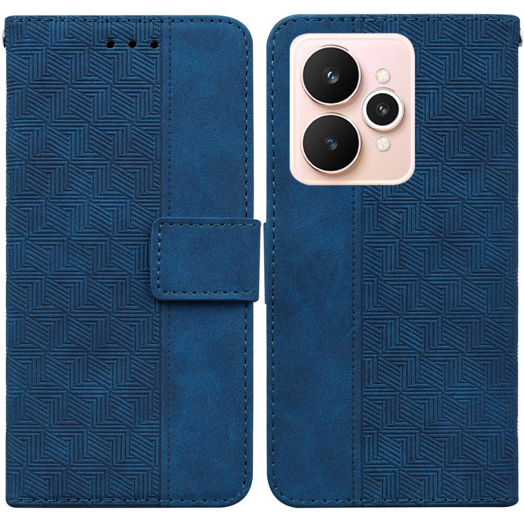 For Realme 15 Pro 5G/15 5G Case Geometry Pattern Leather Wallet Phone Cover with Wrist Strap