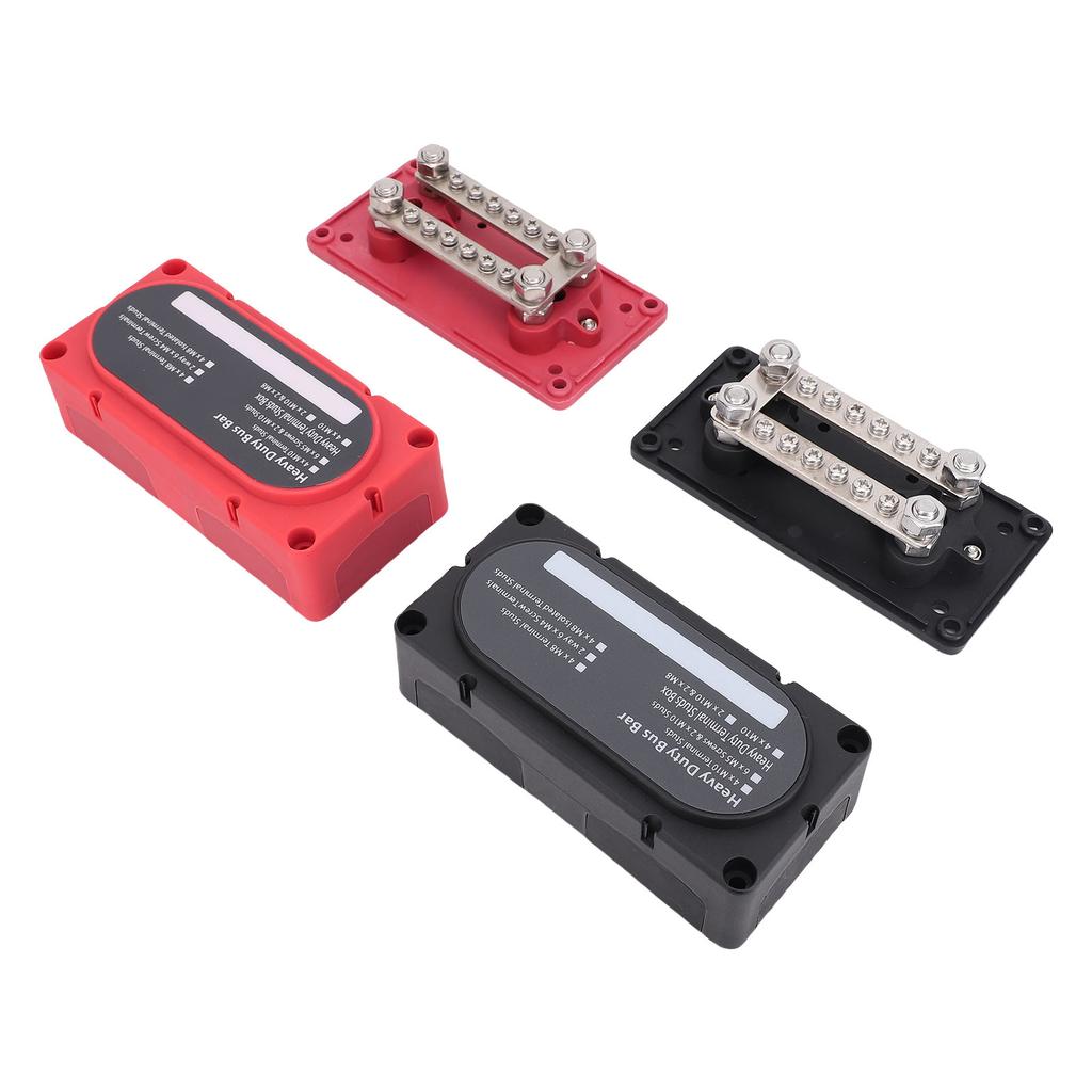 2 Pcs Bus Bar 12 Screws Terminal M8 Studs 48V 150A Power Distribution Block Bus Bar for Automotive Marine RV Yacht