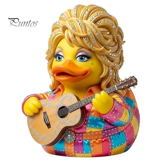 Ikona country hudby Pamětní dárek Parton Duck, Figurka Dolly Duck, Soška, Malý stolní dekorativní prvek s tématem kytary Socha pro