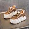 Genuine Leather Flats Casual Sneakers Women 2024 New Chunky Platform Sports Shoes Ladies High Heels Designer Tennis Thick Bottom