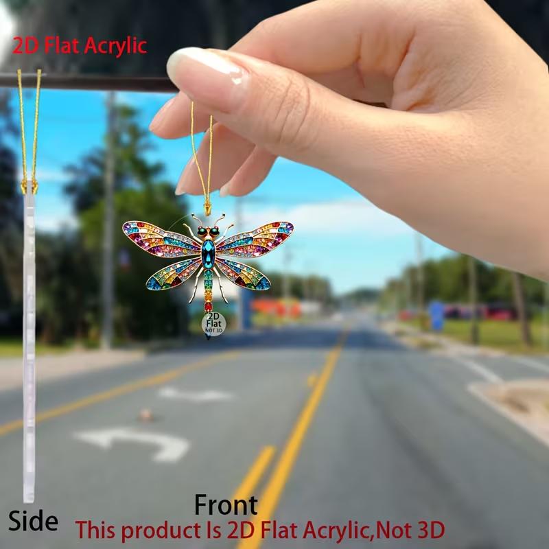 1 piece 2D flat acrylic dragonfly decoration - bright colored wings, 3D phantom design interior decoration