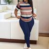 Women's 2-Piece Shirts & Long Pants Set Short Sleeve Printed T-Shirts Sport Pants