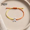 Braided Rope Wristband 2 Pcs Breast Cancer Awareness Bracelets, Adjustable String Comfortable Daily Wear Jewelry Bracelets with Ribbon Charm,